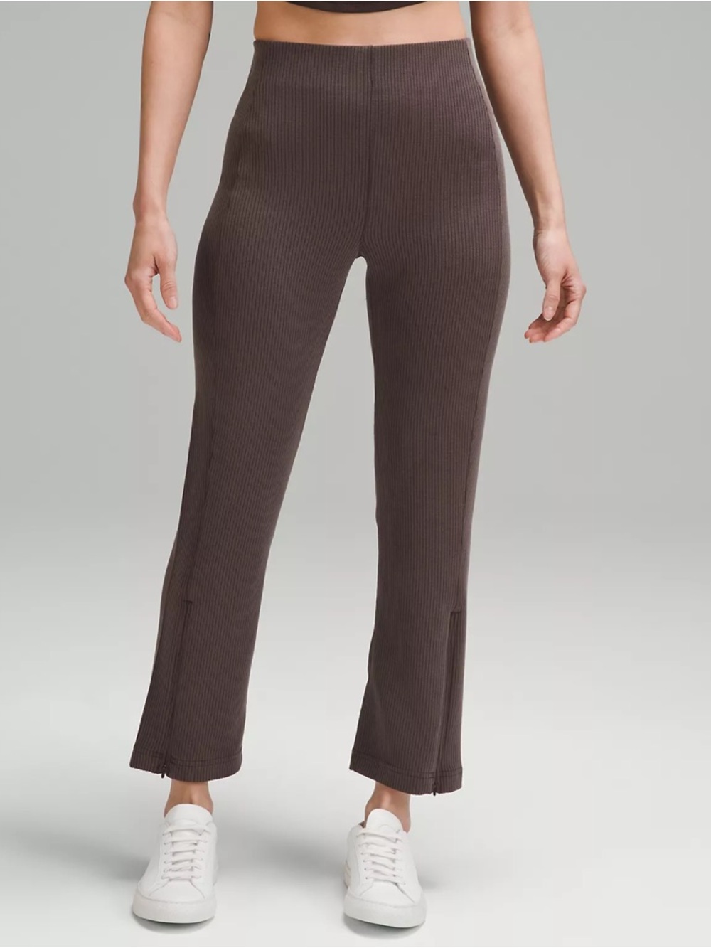 New Lululemon Ribbed Softstreme Zip-Leg HR Crop 25" Espresso Size 4 NWT